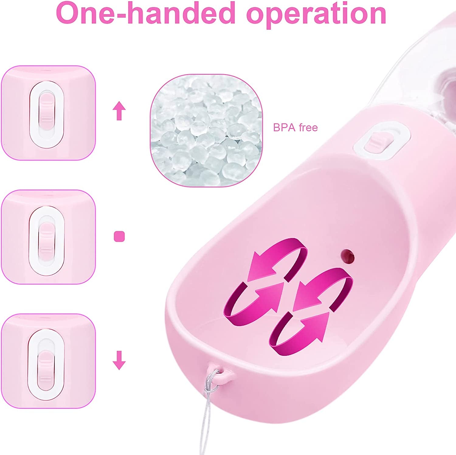 Portable Leak-Proof Dog Water Bottle and Food Dispenser - Lightweight Travel Bowl for Walking and Outdoor Adventures (Pink)