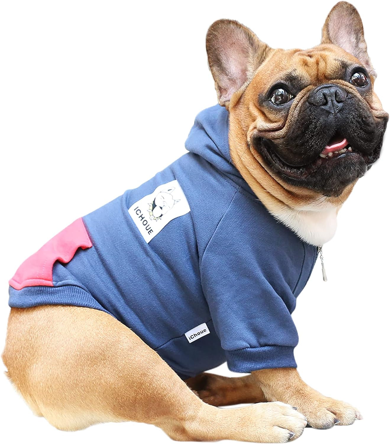 French Bulldog Apparel: Hoodies and Sweatshirts for Dogs - Suitable for Frenchies, Pugs, English Bulldogs, Boston Terriers, Pitbulls - Navy, Medium Size - Winter Coats for Cold Weather