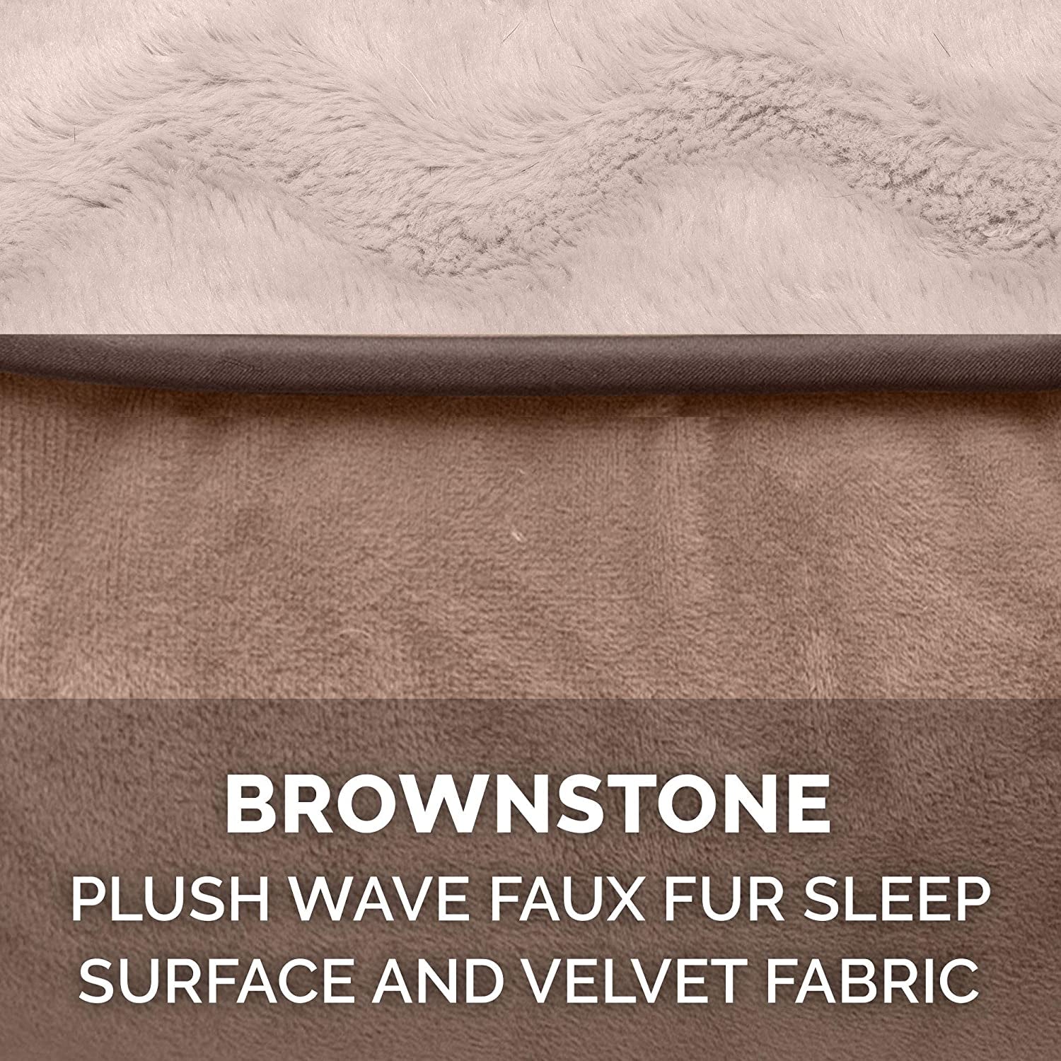 Replacement Dog Bed Cover - Plush Velvet Waves Sofa-Style, Machine Washable, Large, Brownstone