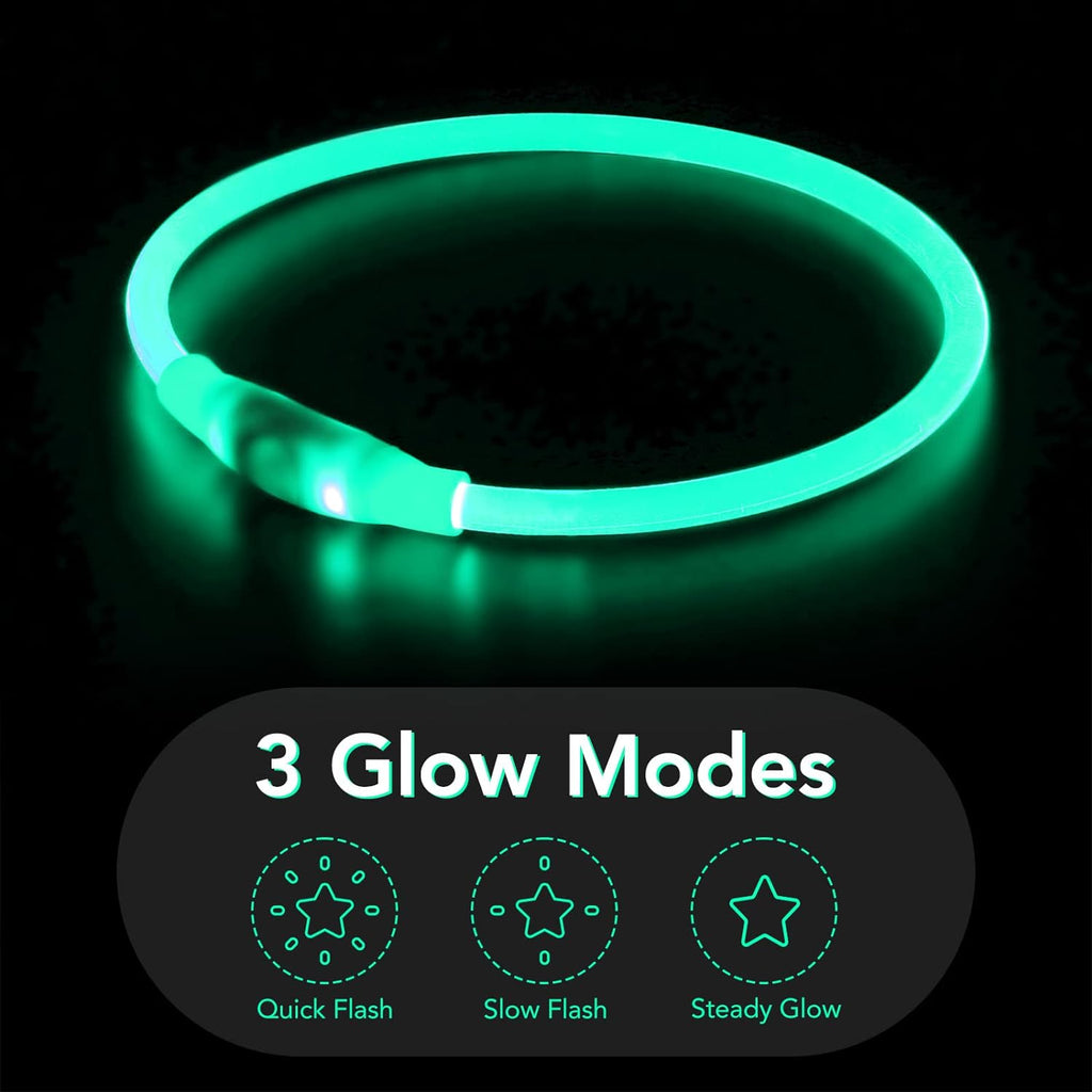 USB Rechargeable LED Dog Collar - Glow Safety Collar for Large, Medium, and Small Dogs (Cyan)