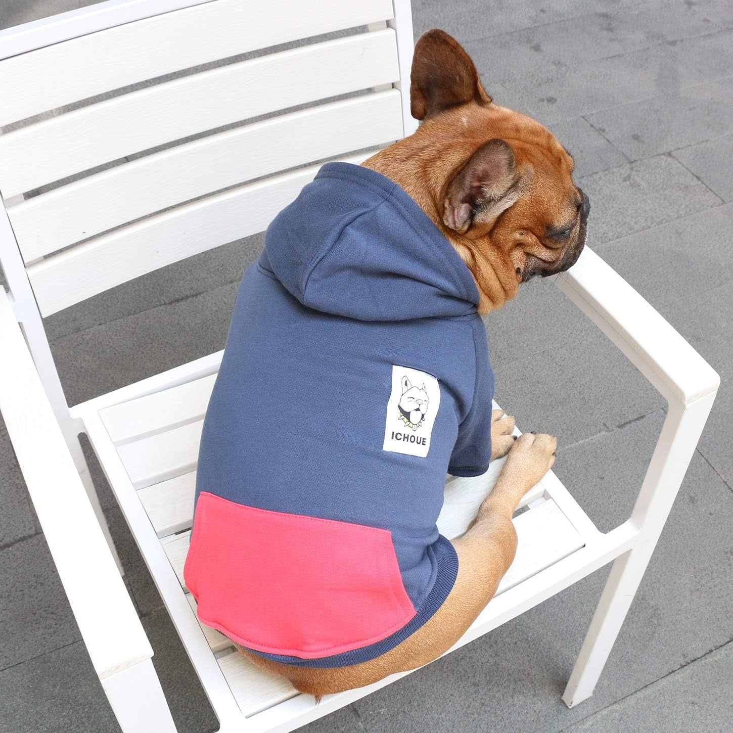 French Bulldog Apparel: Hoodies and Sweatshirts for Dogs - Suitable for Frenchies, Pugs, English Bulldogs, Boston Terriers, Pitbulls - Navy, Medium Size - Winter Coats for Cold Weather