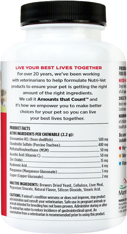 Advanced Hip and Joint Chewable Supplements for Dogs - Enhanced with Glucosamine and Chondroitin for Cartilage and Mobility Support - 300 Tablets