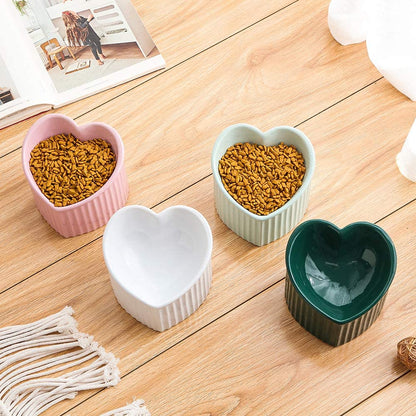 Dark Green Elevated Ceramic Cat Bowls for Food and Water, Stress-Free Design with Backflow Prevention, Dishwasher and Microwave Safe, Lead and Cadmium Free