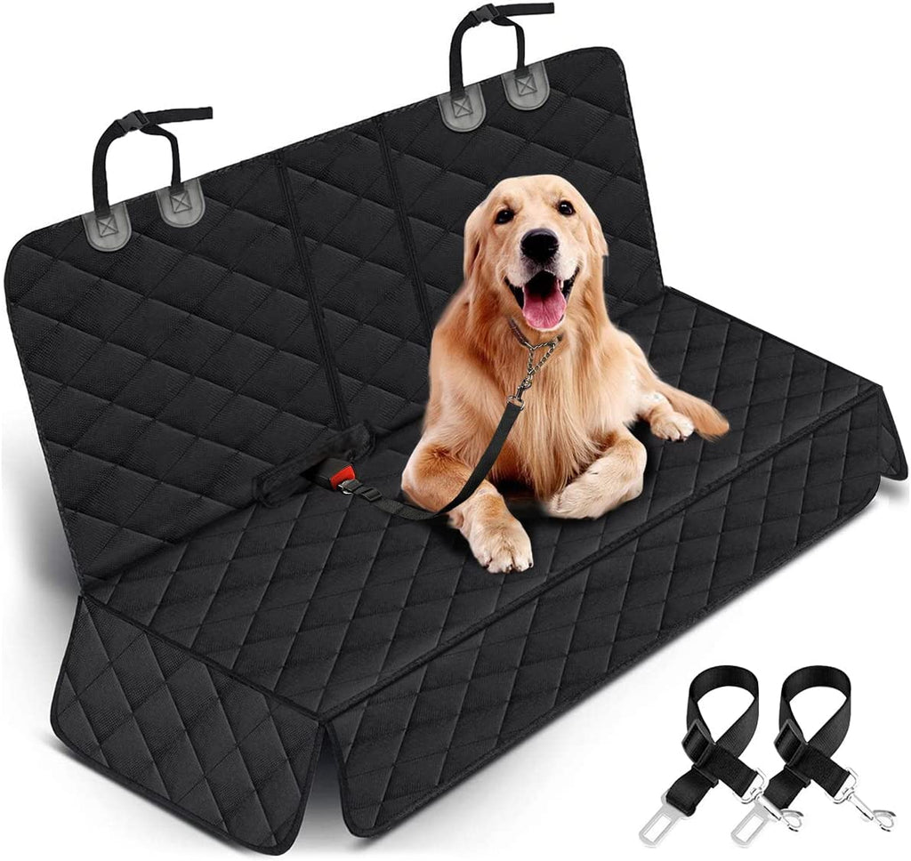 Dog Car Seat Cover - Waterproof Back Seat Protector for Pets, Non-Slip Design Compatible with Most Cars, Trucks, and SUVs - Black