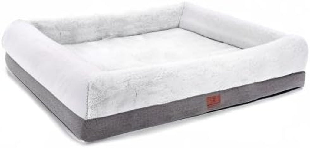 Extra Large Orthopedic Dog Bed with Bolster Sides, Removable Washable Cover, Non-Skid Bottom, and Egg Foam Cushioning - 46 x 30 Inch, Gray