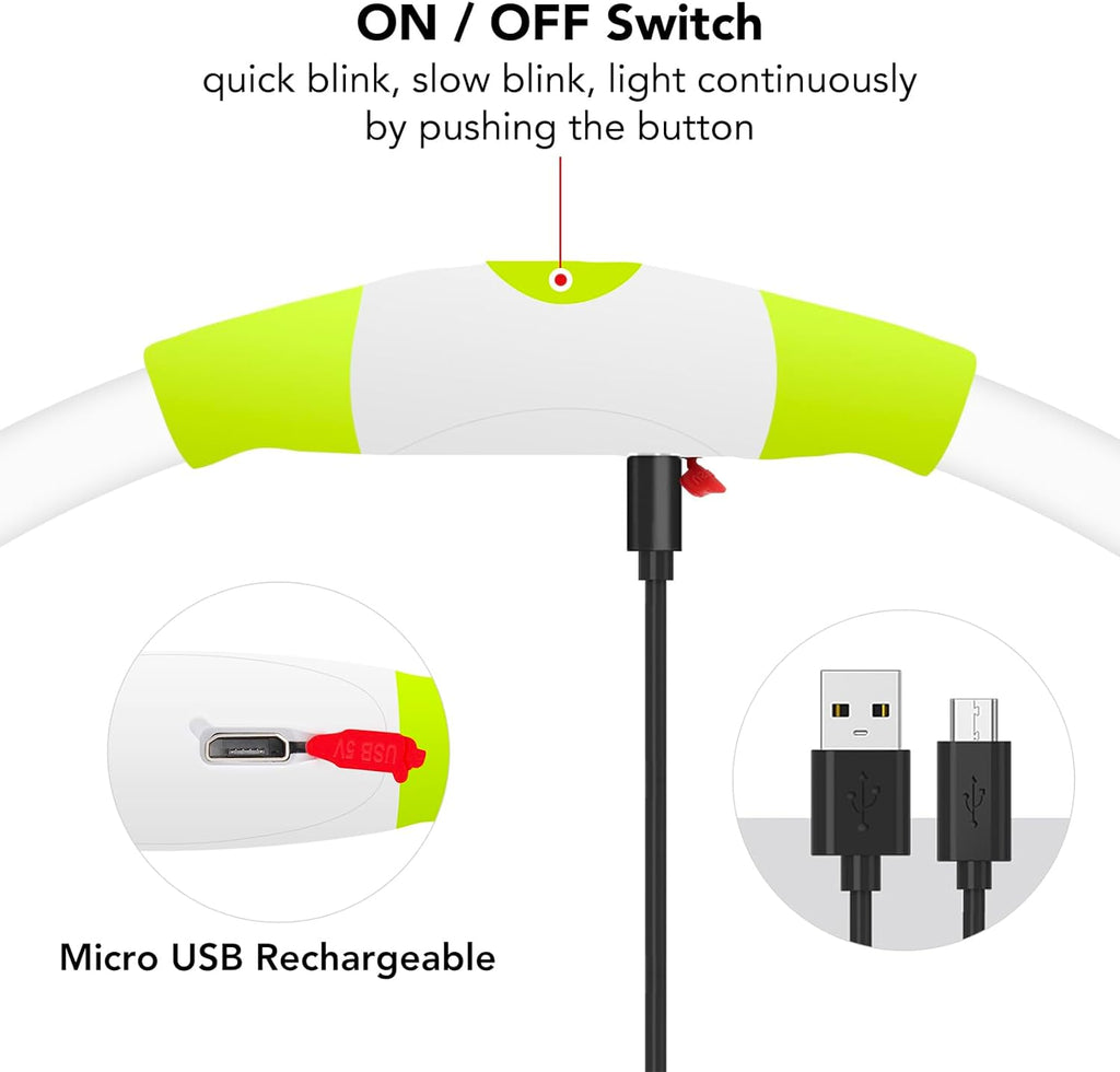 USB Rechargeable LED Dog Collar - Glow Safety Collar for Large, Medium, and Small Dogs (Cyan)