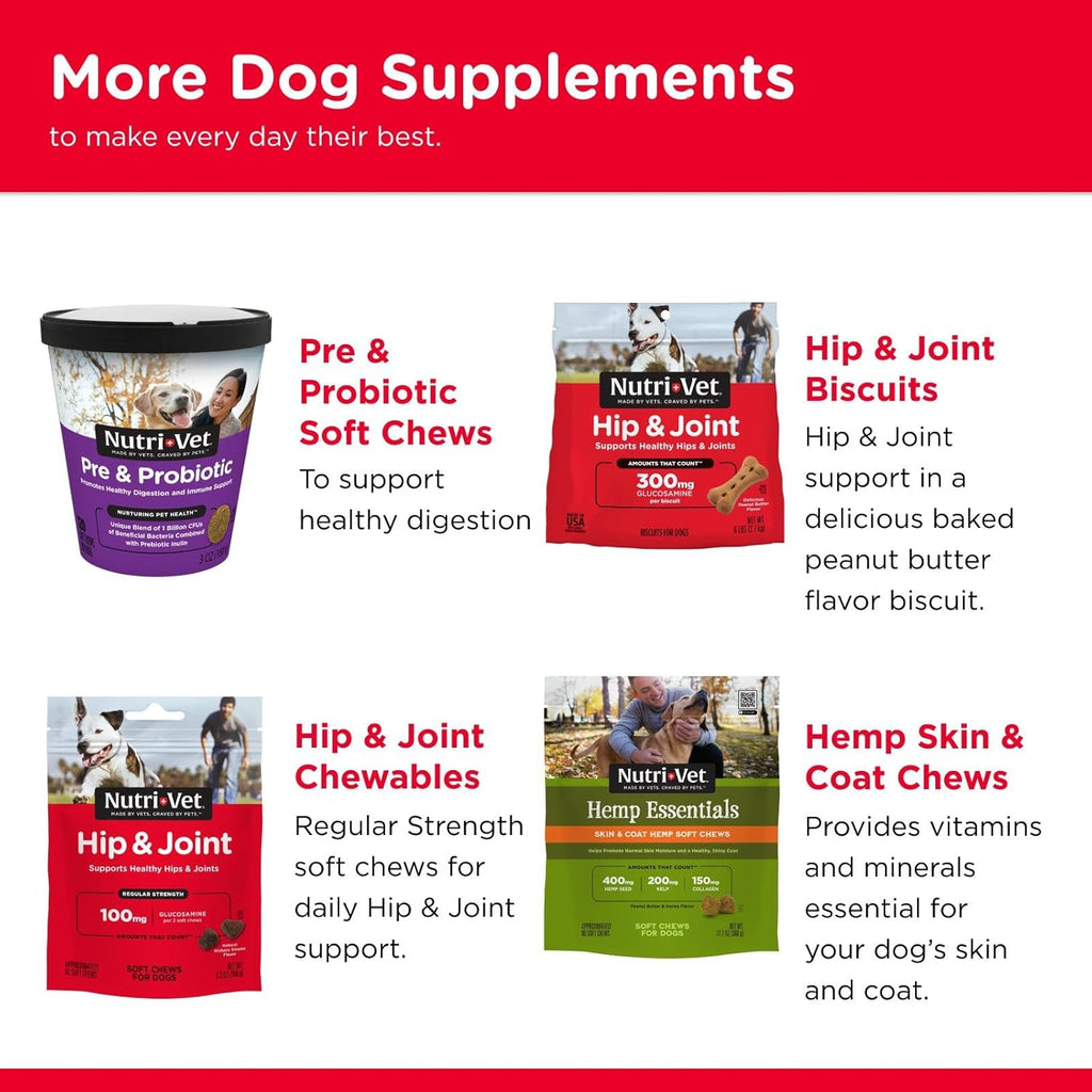 Advanced Hip and Joint Chewable Supplements for Dogs - Enhanced with Glucosamine and Chondroitin for Cartilage and Mobility Support - 300 Tablets
