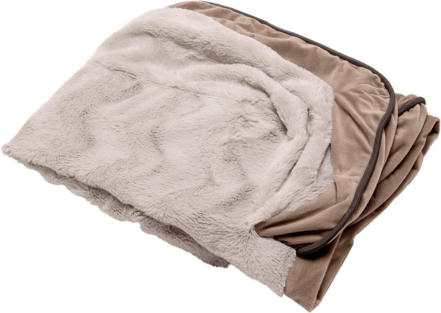Replacement Dog Bed Cover - Plush Velvet Waves Sofa-Style, Machine Washable, Large, Brownstone
