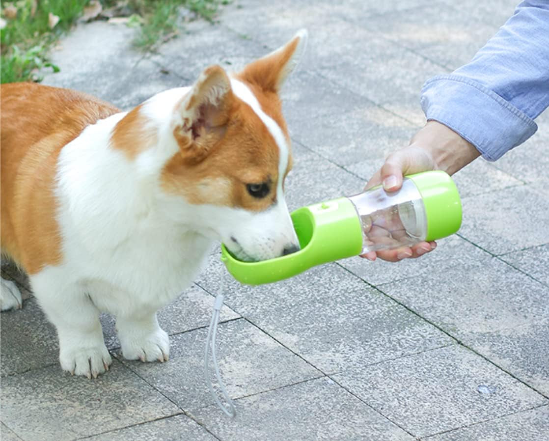 Portable Leak-Proof Dog Water Bottle and Food Dispenser - Lightweight Travel Bowl for Walking and Outdoor Adventures (Pink)