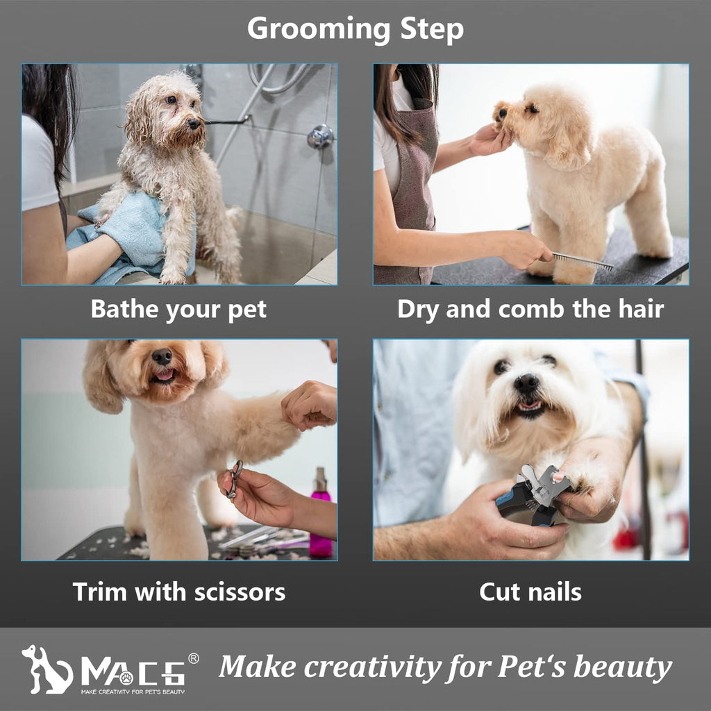 Professional Dog Grooming Scissors Set - Titanium Coated Curved, Thinning, and Straight Scissors with Safety Round Tips for Dogs and Cats