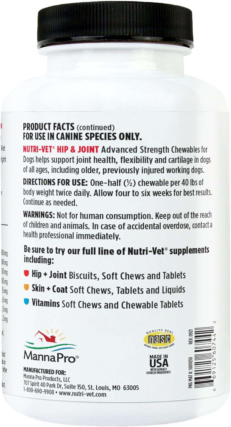 Advanced Hip and Joint Chewable Supplements for Dogs - Enhanced with Glucosamine and Chondroitin for Cartilage and Mobility Support - 300 Tablets